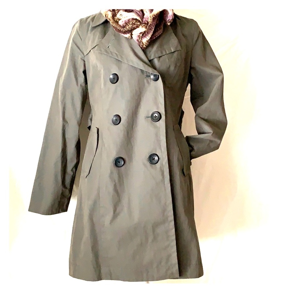 Green pea coat with scarf